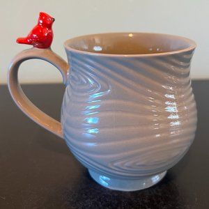 Temp-tations by Tara WOODLAND Embossed Tree Ring Pattern Mug with Red Cardinal